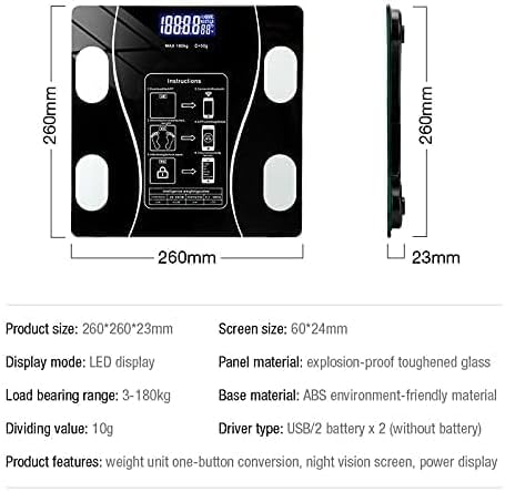 Balanza Digital Profesional Inteligente Bluetooth Negra – Análisis Corporal Completo