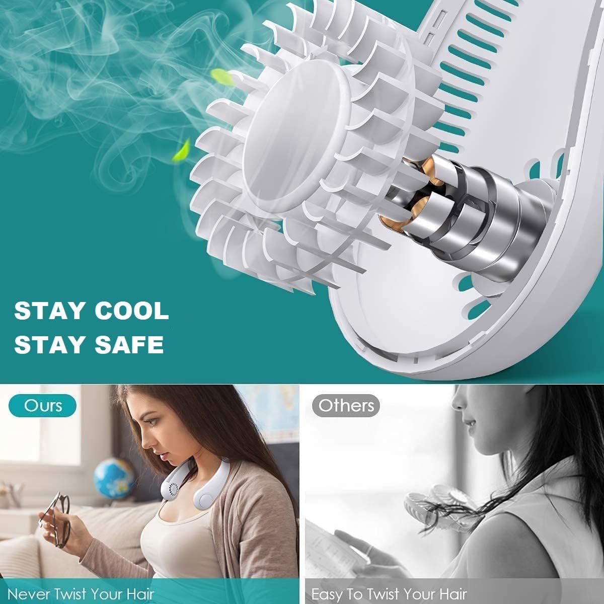 ❄ Ventilador de Cuello Sin Aspas | Manos Libres, Recargable y Ultraligero