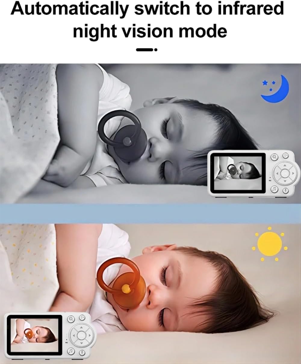 Baby Monitor Digital HD con Cámara – Pantalla 2.8”, Audio Bidireccional, Visión Nocturna, Sin Wi-Fi