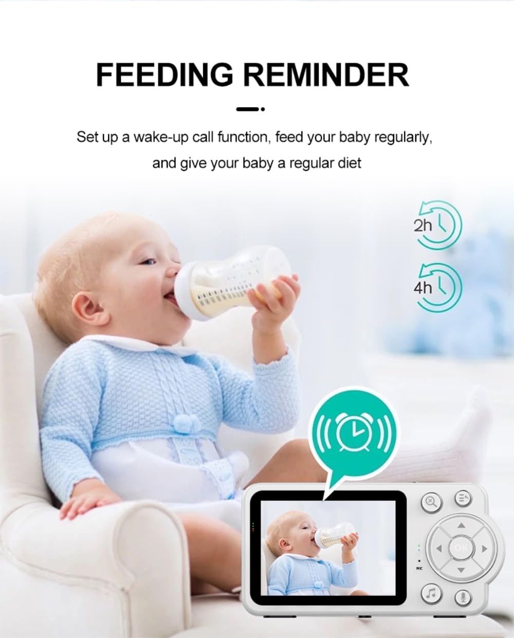Baby Monitor Digital HD con Cámara – Pantalla 2.8”, Audio Bidireccional, Visión Nocturna, Sin Wi-Fi