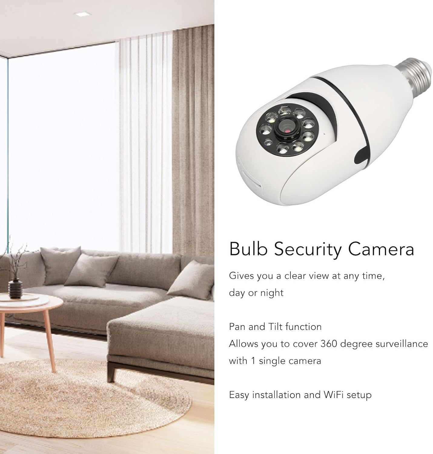 Cámara de Seguridad Inteligente WiFi 1080P – Audio Bidireccional, Detección de Movimiento y Visión Nocturna