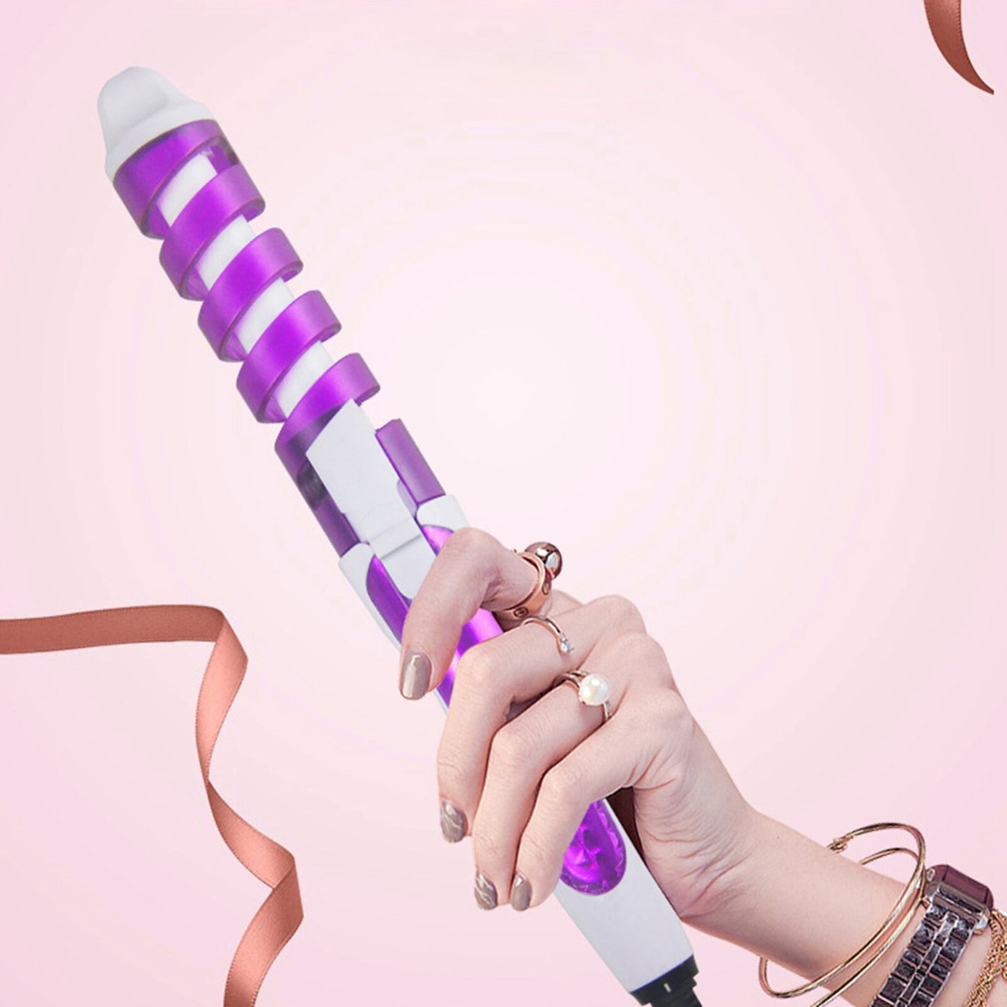 Plancha Espiral de Cerámica Profesional – Rizos Perfectos en Segundos, sin Maltratar tu Cabello