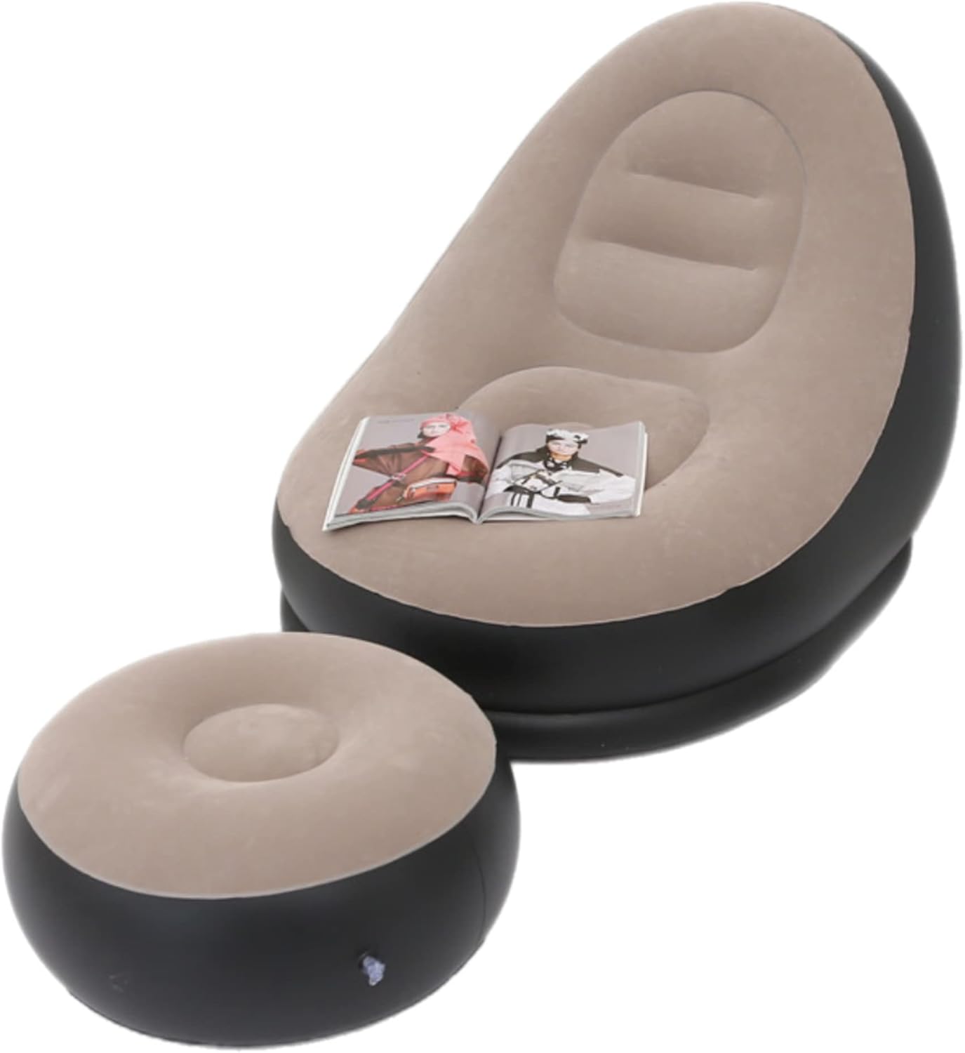 Sofá Lounge Inflable Deluxe con Reposapiés – Interior y Exterior – Tela Aterciopelada Suave