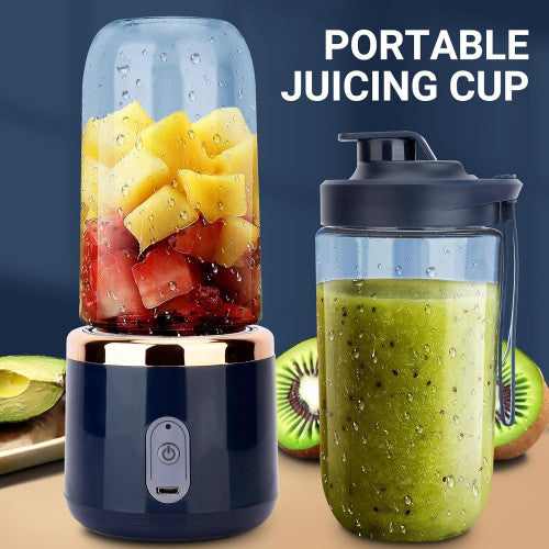 Extractor de Jugo Portátil 400 ml – Recargable USB, 6 Cuchillas, Batidora Personal