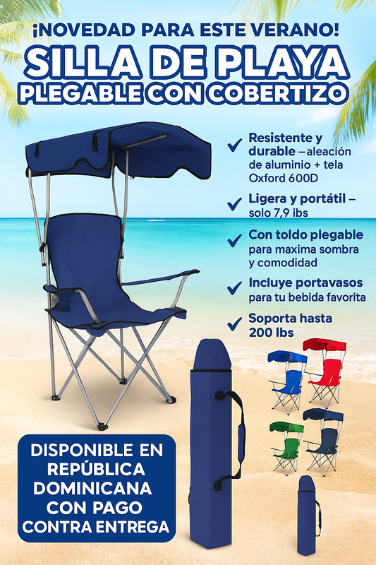 Silla de Playa Plegable con Cobertizo