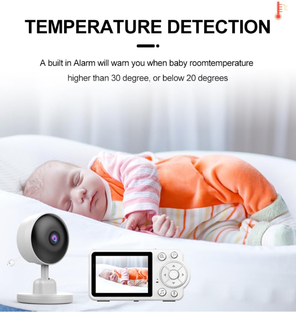 Baby Monitor Digital HD con Cámara – Pantalla 2.8”, Audio Bidireccional, Visión Nocturna, Sin Wi-Fi