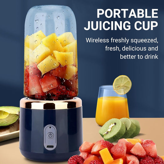 Extractor de Jugo Portátil 400 ml – Recargable USB, 6 Cuchillas, Batidora Personal