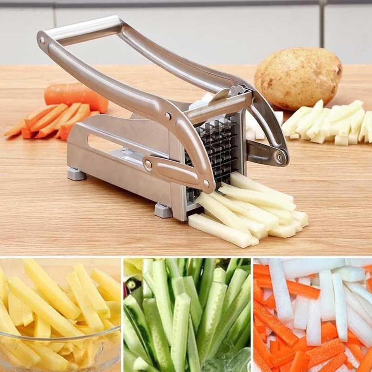 Cortadora de Papas Fritas de Acero Inoxidable – Rápido, Eficiente y Fácil de Usar