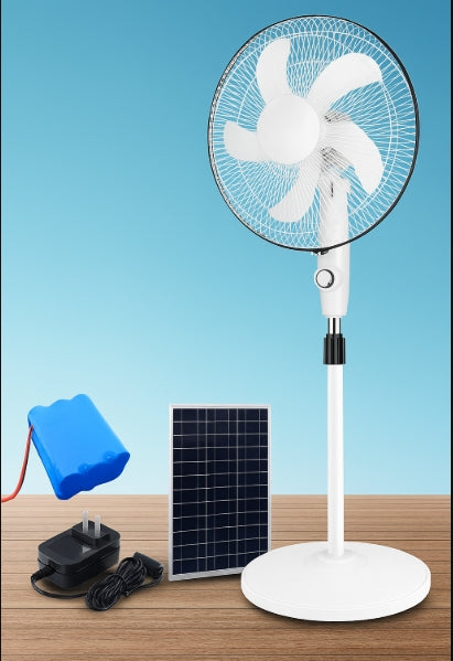 🌞❄️ Abanico Solar Recargable de 16” con Panel Solar ❄️🌞