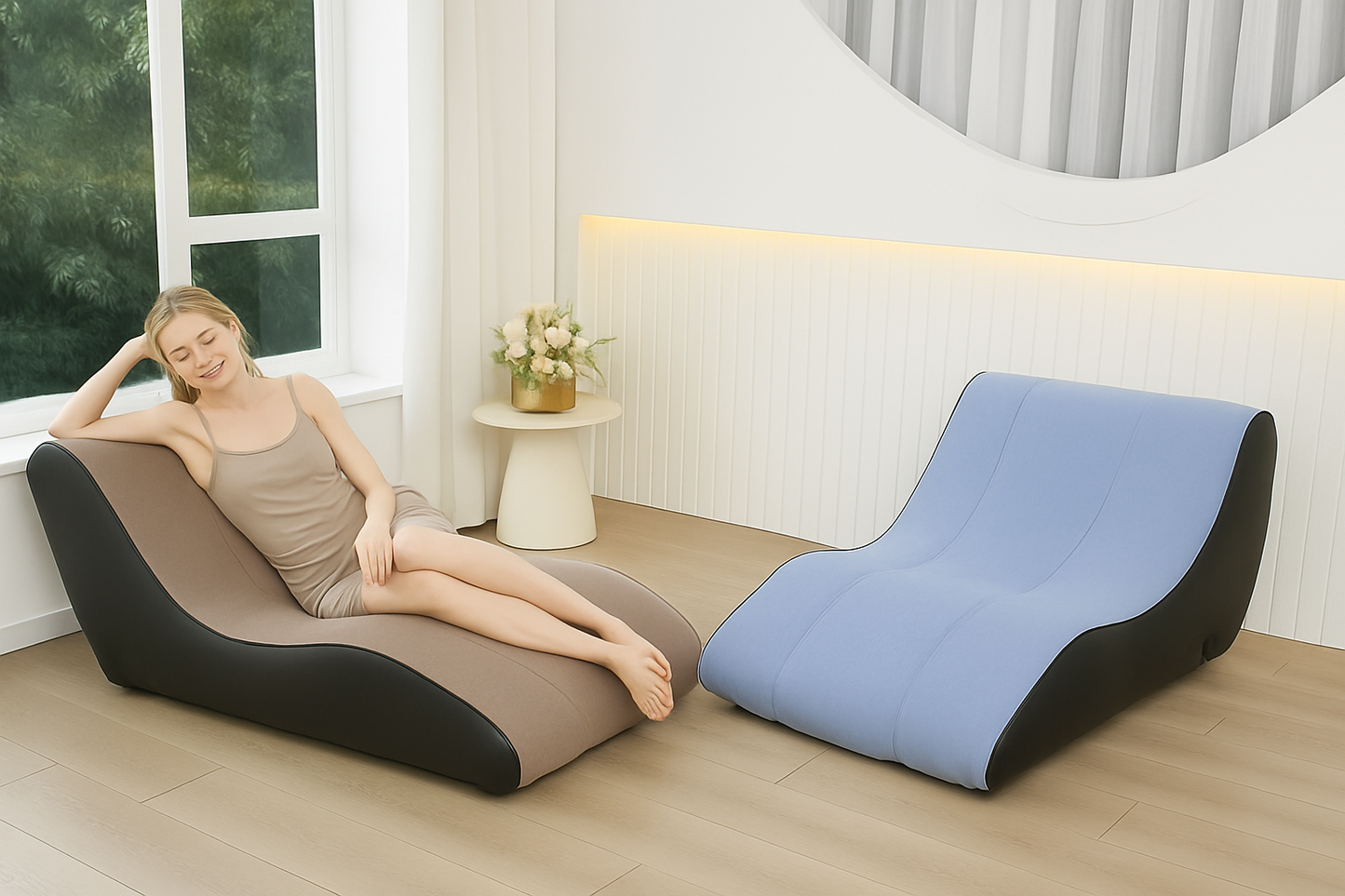 🛋️ Sofá-Cama Inflable Ergonómico con Diseño en S
