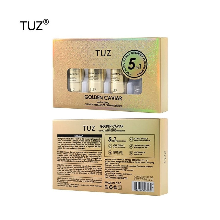 🧴 Sérum Facial TUZ Golden Caviar – Antiarrugas Premium 5 en 1 (3 x 10 ml)